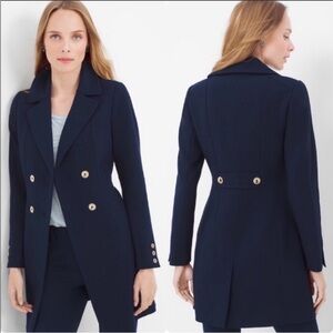 WHITE HOUSE BLACK MARKET Femme Peacoat Officer Blue Gold Buttons Pocket Sz S